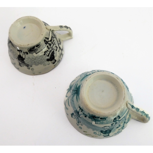 38 - Early/mid 19th century ceramics to include various cups, bowls, saucers, a leaf-shaped cup with hand... 