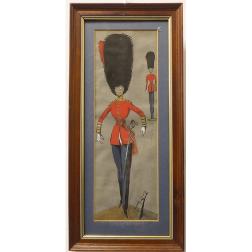 478 - W. ASHBY LESSEY (sic) (British circa 1900) - Portrait of a Coldstream Guards officer caricature, ink... 
