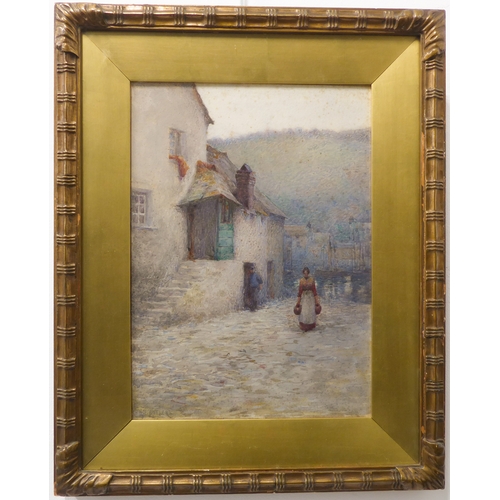 479 - HERBERT EDWARD BUTLER (British 1861-1931) - Fisherfolk on the quay (Polperro ?), watercolour, signed... 