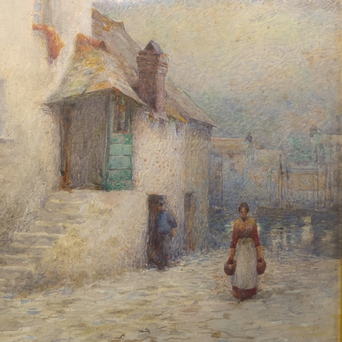479 - HERBERT EDWARD BUTLER (British 1861-1931) - Fisherfolk on the quay (Polperro ?), watercolour, signed... 