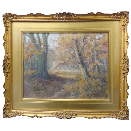 485 - F VICTOR MASSARD (Scottish, 19th century) - 'In Cadzow Forest', watercolour, signed lower left (13¾ ... 