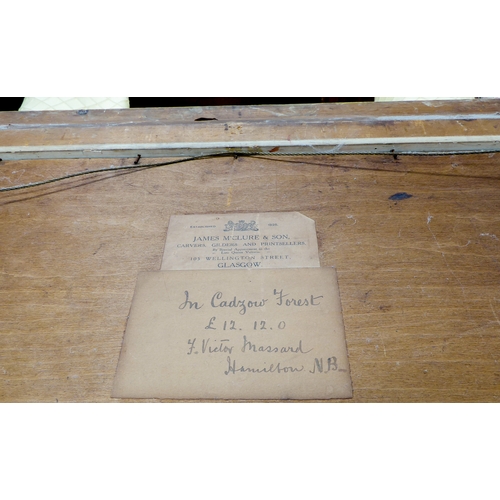 485 - F VICTOR MASSARD (Scottish, 19th century) - 'In Cadzow Forest', watercolour, signed lower left (13¾ ... 