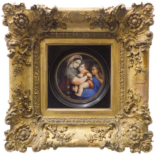 488 - CANACCI after Raphael (Italian, 19th century) - Fine miniature copy of 'Madonna della Seggiola', wat... 