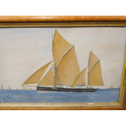 489 - 19th century Naive School - Portrait of the paddle steamer 'Hero' out of Scarborough at full steam o... 