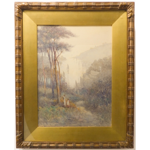 492 - HERBERT EDWARD BUTLER (British 1861-1931) - Prospect of Polperro, Cornwall, watercolour, signed lowe... 