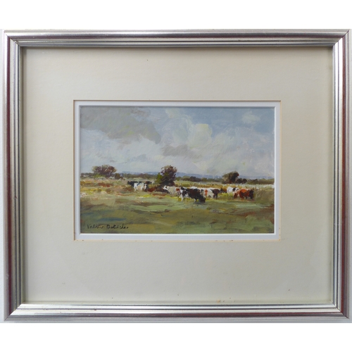 498 - VALERIE BATCHELOR (b. 1932), a silver-framed and glazed study 'Somerset Levels', signed lower left (... 