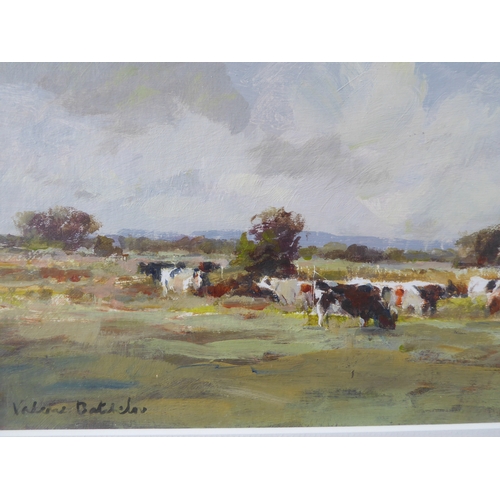 498 - VALERIE BATCHELOR (b. 1932), a silver-framed and glazed study 'Somerset Levels', signed lower left (... 