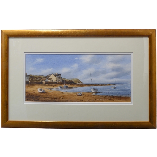 501 - GRAHAM HADLOW (Contemporary) - 'Turning Tide', Parrog Beach, Pembs, watercolour, signed lower left (... 