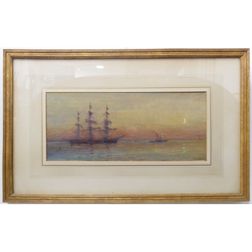 503 - GREGORY ROBINSON (British 1876-1967) - A three-masted barque being towed to shore by moonlight, wate... 