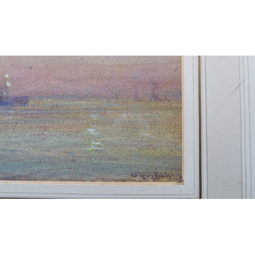 503 - GREGORY ROBINSON (British 1876-1967) - A three-masted barque being towed to shore by moonlight, wate... 