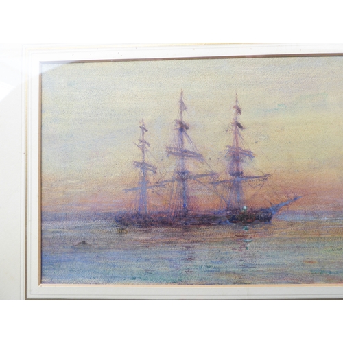 503 - GREGORY ROBINSON (British 1876-1967) - A three-masted barque being towed to shore by moonlight, wate... 