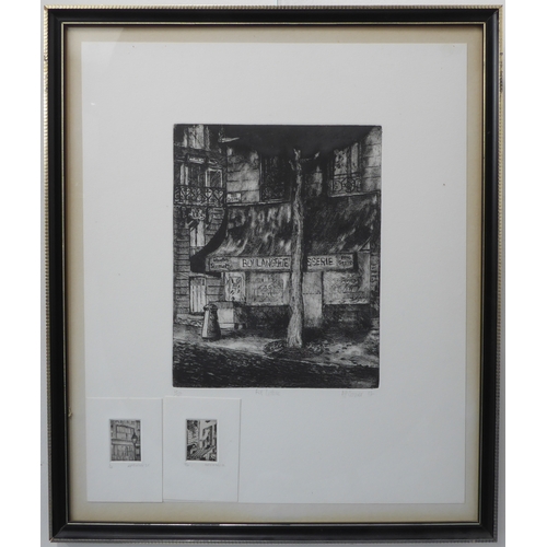 511 - A limited edition (4 of 10) monochrome etching, 'Rue Custine'; signed and dated A P Corner '82, with... 