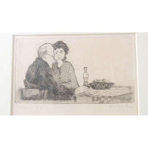 515 - RICHARD BEER (1928-2017) - a limited edition (1 of 10) monochrome etching 'Pizzerie', signed in penc... 