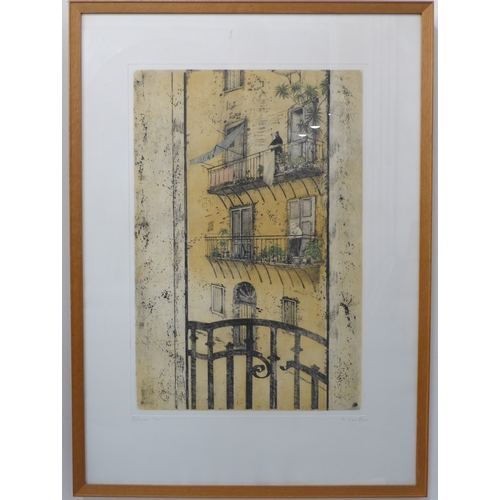 516 - RICHARD BEER (1928-2017) a large limited edition (60 of 70) coloured etching, 'Palermo'; signed in p... 