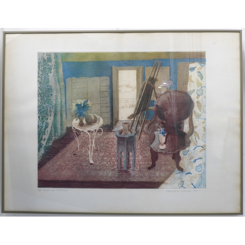 520 - An artist's proof coloured etching, 'Room for Matisse'; signed and dated Frances Corner '80 in penci... 