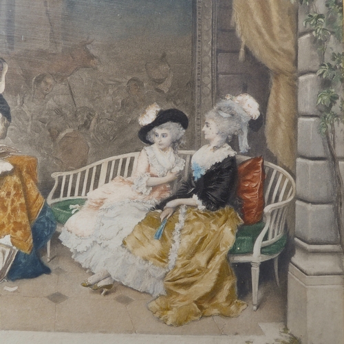 522 - After LUCIUS ROSSI - The Ladies' Education, coloured lithograph, a pair, decorative gilt-gesso frame... 