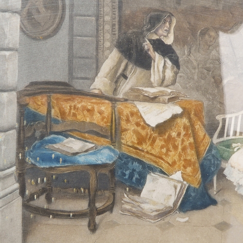 522 - After LUCIUS ROSSI - The Ladies' Education, coloured lithograph, a pair, decorative gilt-gesso frame... 