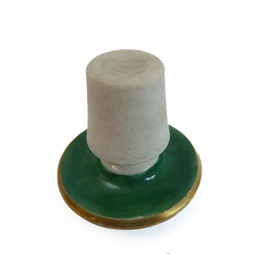 15 - A 19th century French porcelain scent bottle and mushroom-shaped stopper: both hand-gilded and decor... 