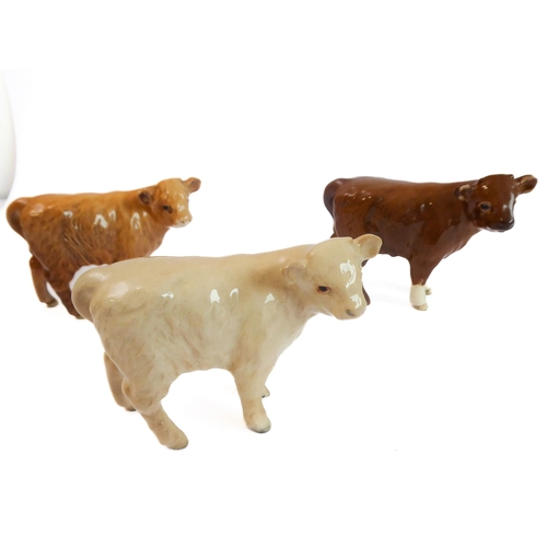 36 - Eleven pieces by Beswick:
 huntsman on a rearing horse (868);
 three foxhounds (one boxed), 
 palomi... 