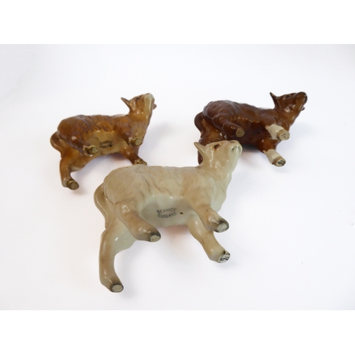 36 - Eleven pieces by Beswick:
 huntsman on a rearing horse (868);
 three foxhounds (one boxed), 
 palomi... 