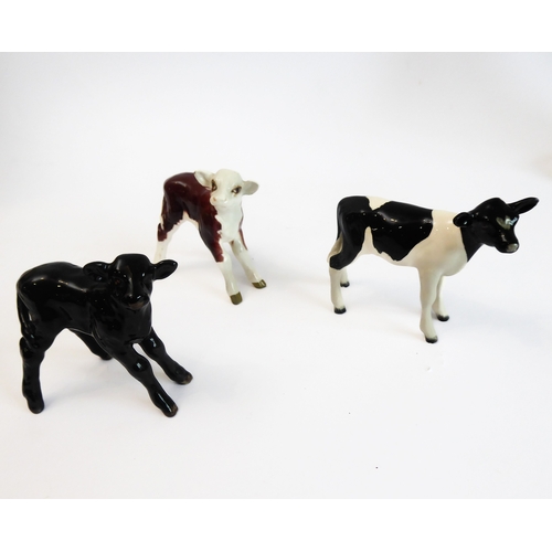 36 - Eleven pieces by Beswick:
 huntsman on a rearing horse (868);
 three foxhounds (one boxed), 
 palomi... 