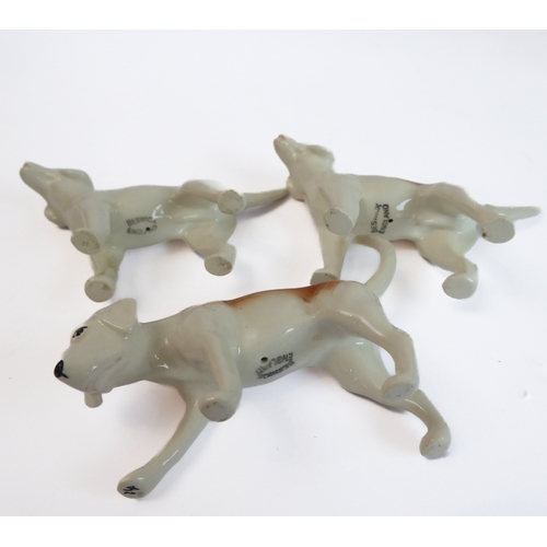 36 - Eleven pieces by Beswick:
 huntsman on a rearing horse (868);
 three foxhounds (one boxed), 
 palomi... 