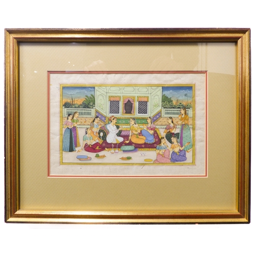 473 - A late 19th / early 20th century Indian School gouache on paper study of a married couple seated on ... 