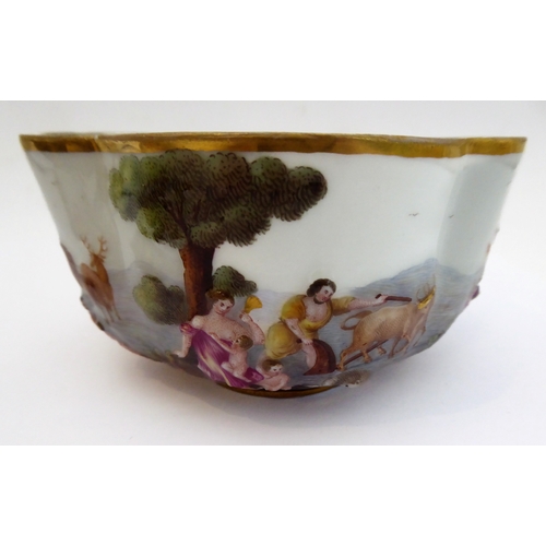 50A - A late 19th century quatrefoil-shaped, continental porcelain box and cover in Capo di Monte style: h... 