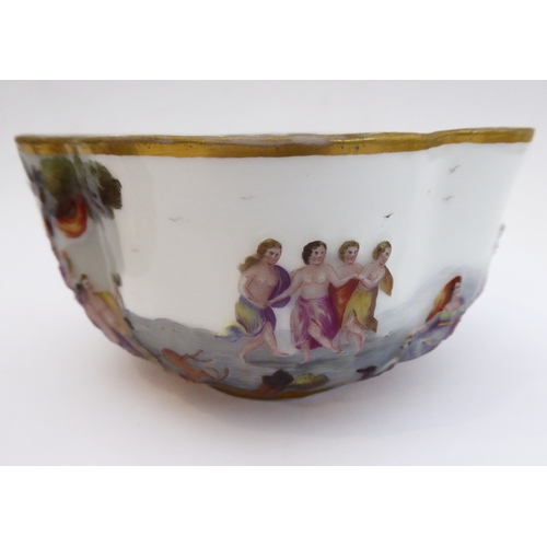 50A - A late 19th century quatrefoil-shaped, continental porcelain box and cover in Capo di Monte style: h... 