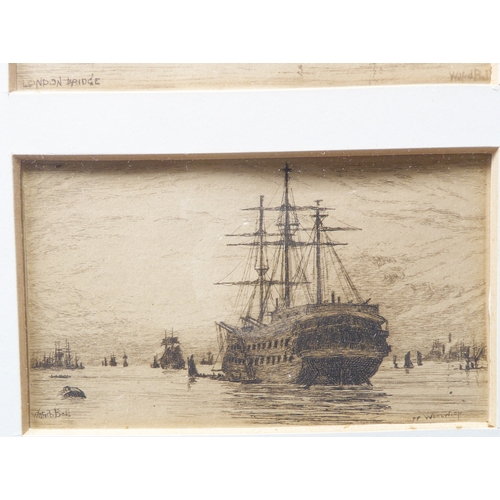 514 - After WILLIAM BALL - A series of four etchings: London Bridge, Greenwich, Off Woolwich and Long Reac... 