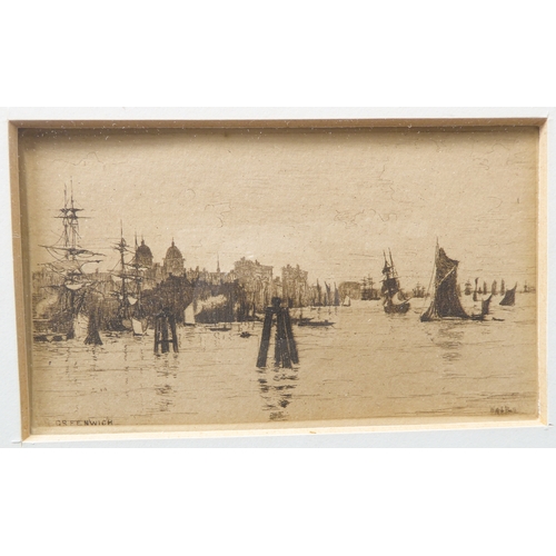 514 - After WILLIAM BALL - A series of four etchings: London Bridge, Greenwich, Off Woolwich and Long Reac... 