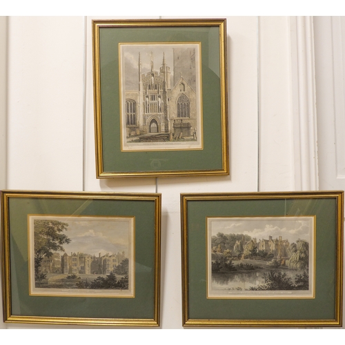 519 - A pair of early 19th century hand-coloured engravings 'Shipton Court - The Seat of Sir John Reade, B... 