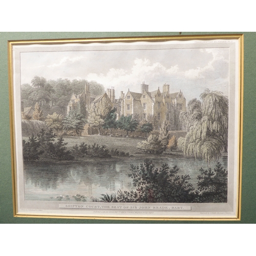 519 - A pair of early 19th century hand-coloured engravings 'Shipton Court - The Seat of Sir John Reade, B... 