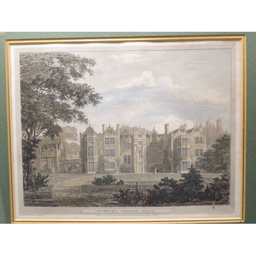 519 - A pair of early 19th century hand-coloured engravings 'Shipton Court - The Seat of Sir John Reade, B... 