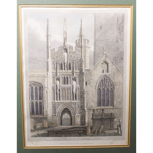 519 - A pair of early 19th century hand-coloured engravings 'Shipton Court - The Seat of Sir John Reade, B... 