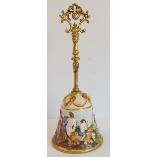 14 - A group of five comprising:
 a Capo di Monte style circular potpourri surmounted with a cherub with ... 