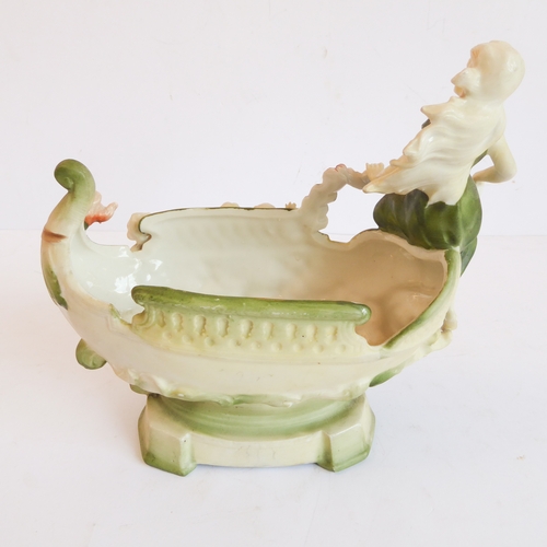 14 - A group of five comprising:
 a Capo di Monte style circular potpourri surmounted with a cherub with ... 