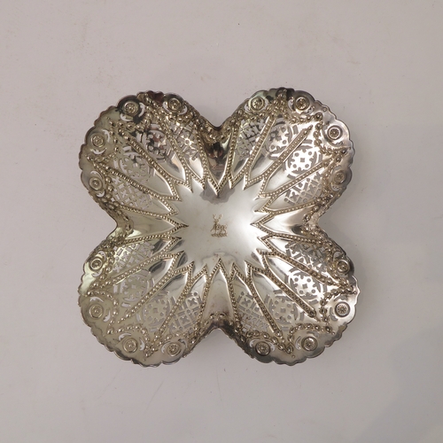 197 - A 19th century hallmarked-silver bonbon dish set: one larger and one smaller quatrefoil-shaped and e... 