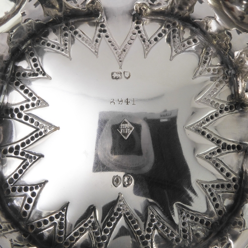 197 - A 19th century hallmarked-silver bonbon dish set: one larger and one smaller quatrefoil-shaped and e... 