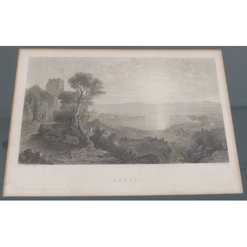 524 - Nine hand-coloured 18th and 19th century topographical engravings to include City of Mexico, Cairo, ... 