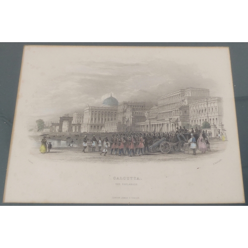 524 - Nine hand-coloured 18th and 19th century topographical engravings to include City of Mexico, Cairo, ... 