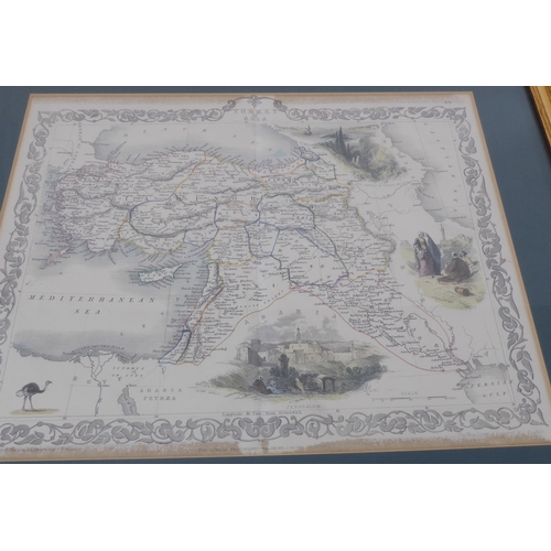 526 - Seven mostly 19th century hand-coloured antiquarian map engravings to include India, bird's-eye view... 
