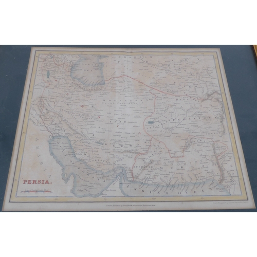 526 - Seven mostly 19th century hand-coloured antiquarian map engravings to include India, bird's-eye view... 