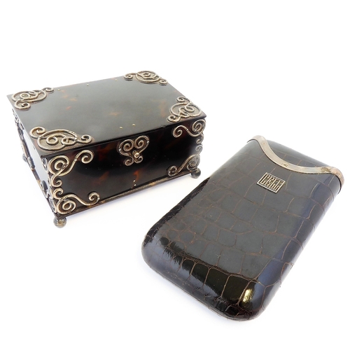 387 - A silver-mounted tortoiseshell style box by Asprey, assay mark London probably 1899 (mark to base, s... 