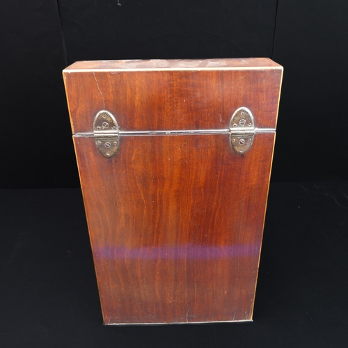 401 - An 18th century serpentine-fronted mahogany and boxwood strung knife box with original interior: the... 