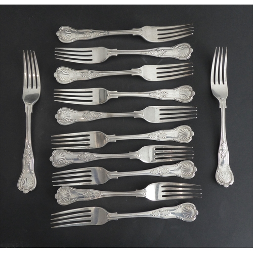 227 - A heavy hallmarked-silver double struck, King's pattern, part flatware service (maker's mark HA, She... 