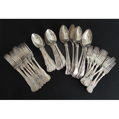 227 - A heavy hallmarked-silver double struck, King's pattern, part flatware service (maker's mark HA, She... 