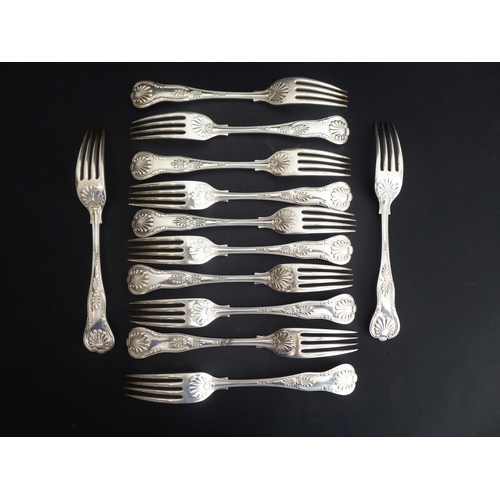 227 - A heavy hallmarked-silver double struck, King's pattern, part flatware service (maker's mark HA, She... 