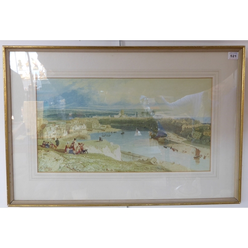 521 - After JOHN SELL COTMAN - a vintage print of Dieppe harbour; signed and dated 1823, re-framed and gla... 