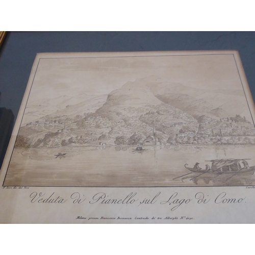 506 - A good selection of gilt framed and glazed hand-coloured 19th century engravings including topograph... 